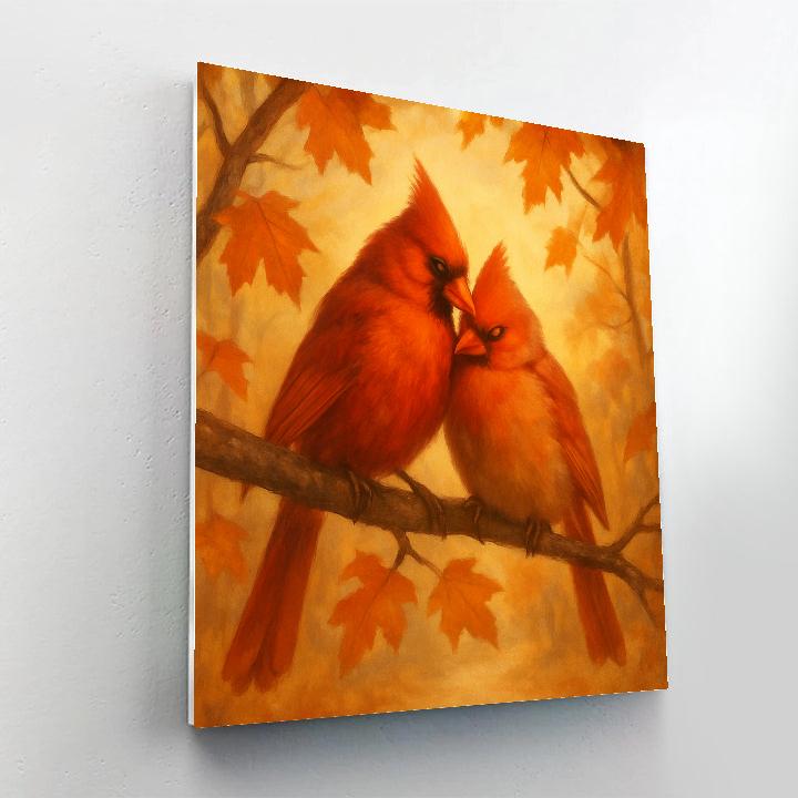 Autumn Hearth Cardinals In The Maple Glow Paint by numbers art