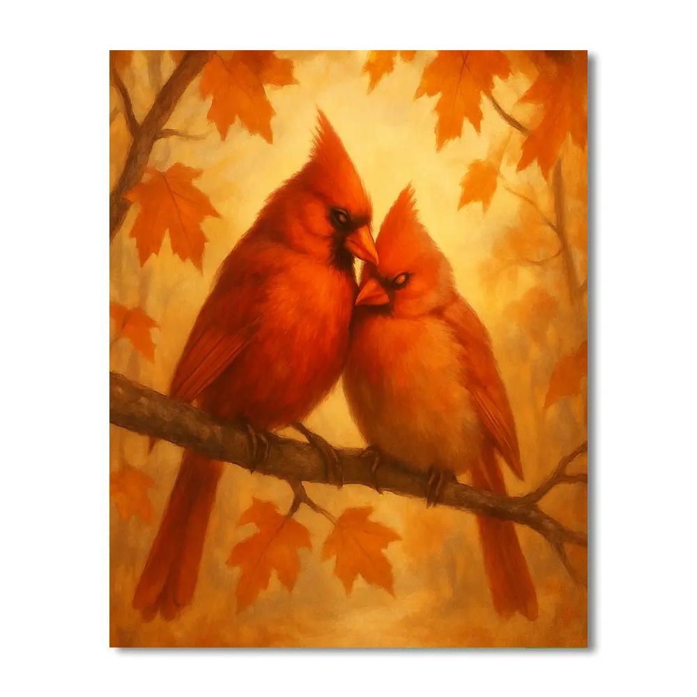 Autumn Hearth Cardinals In The Maple Glow Paint by numbers art