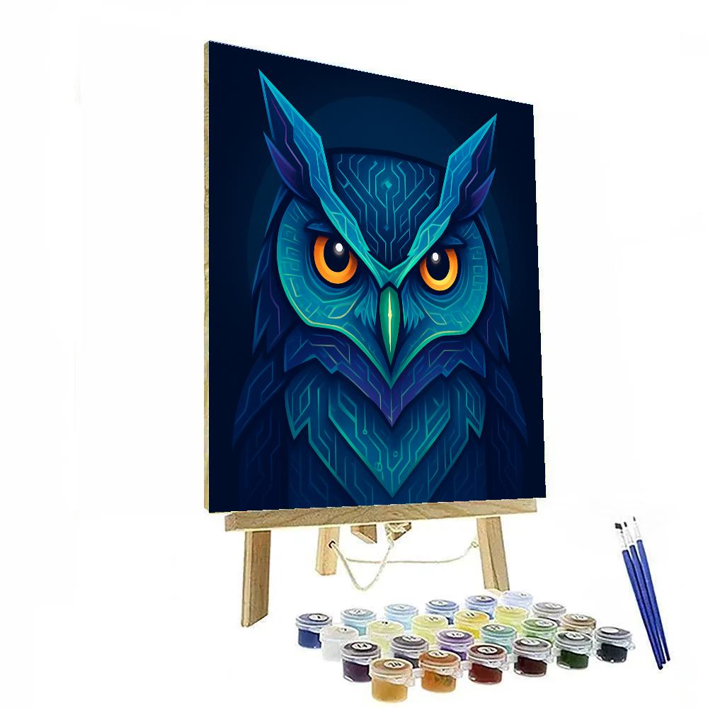 Celestial Circuit Owl painting number kit