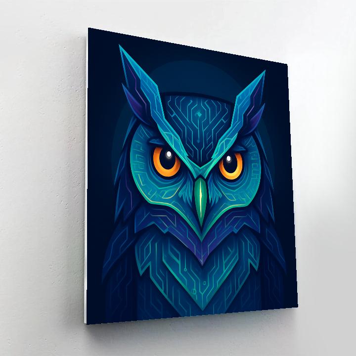 Celestial Circuit Owl painting number kit