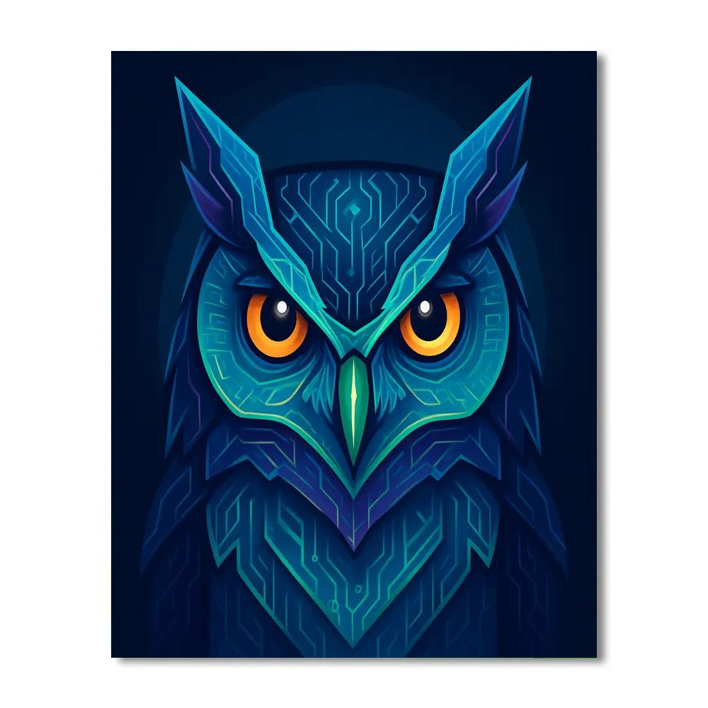 Celestial Circuit Owl painting number kit