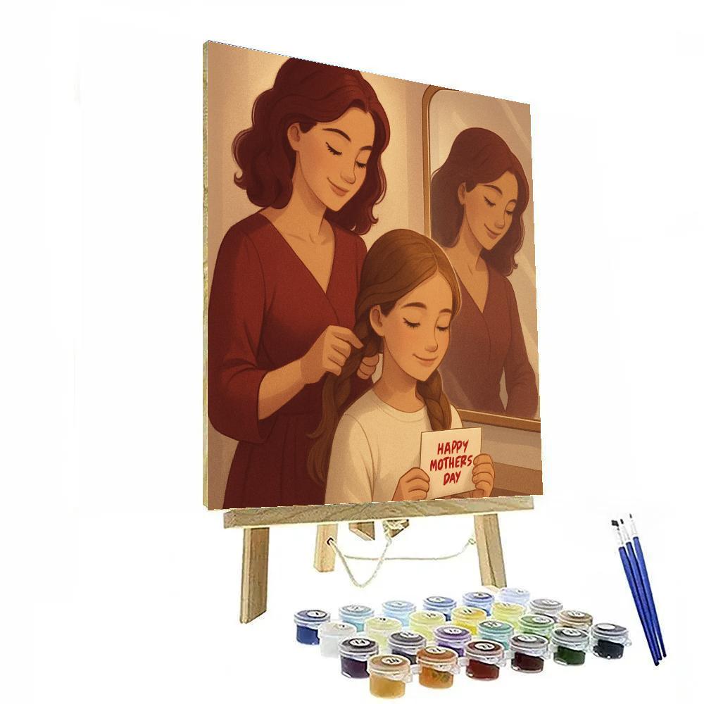 Mother Braiding Child Hair Before Celebration DIY paint by numbers