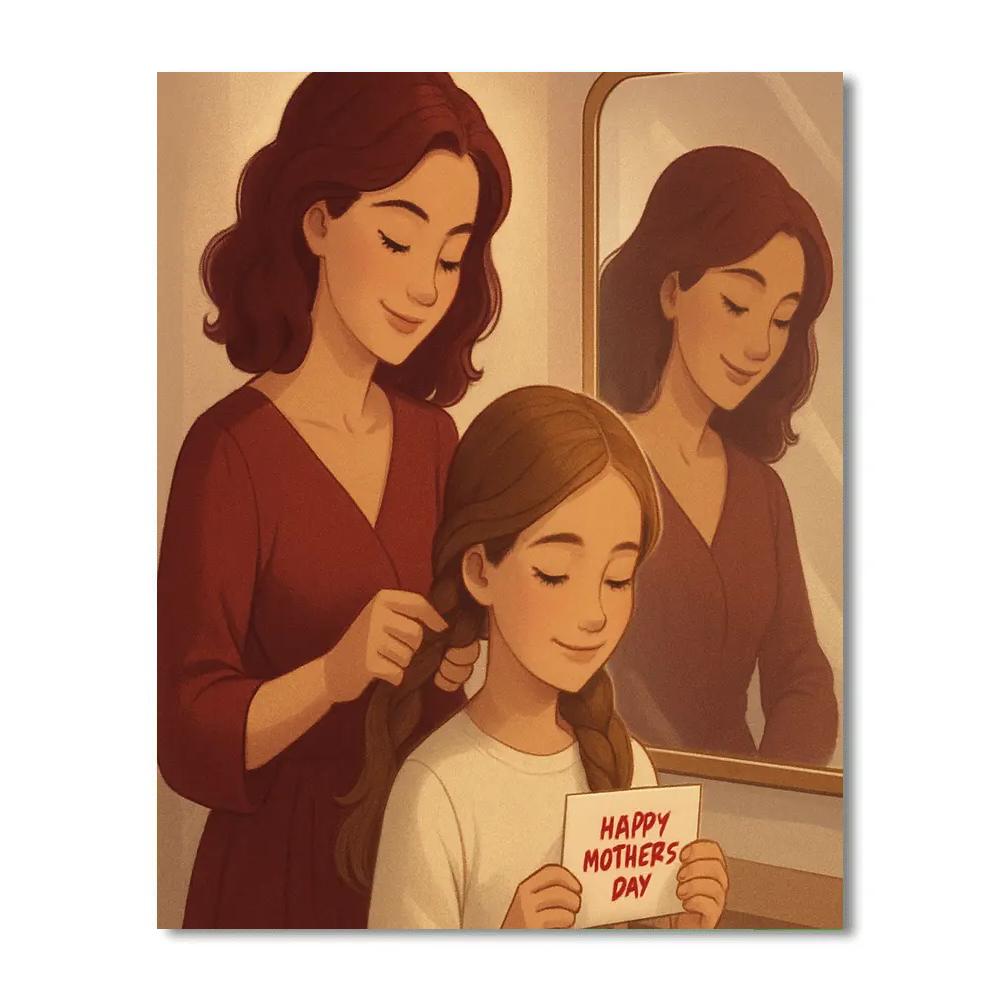 Mother Braiding Child Hair Before Celebration DIY paint by numbers