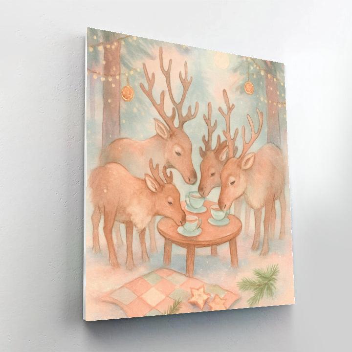 Frosted Woodland Tea Party With Reindeer Guests paint by color