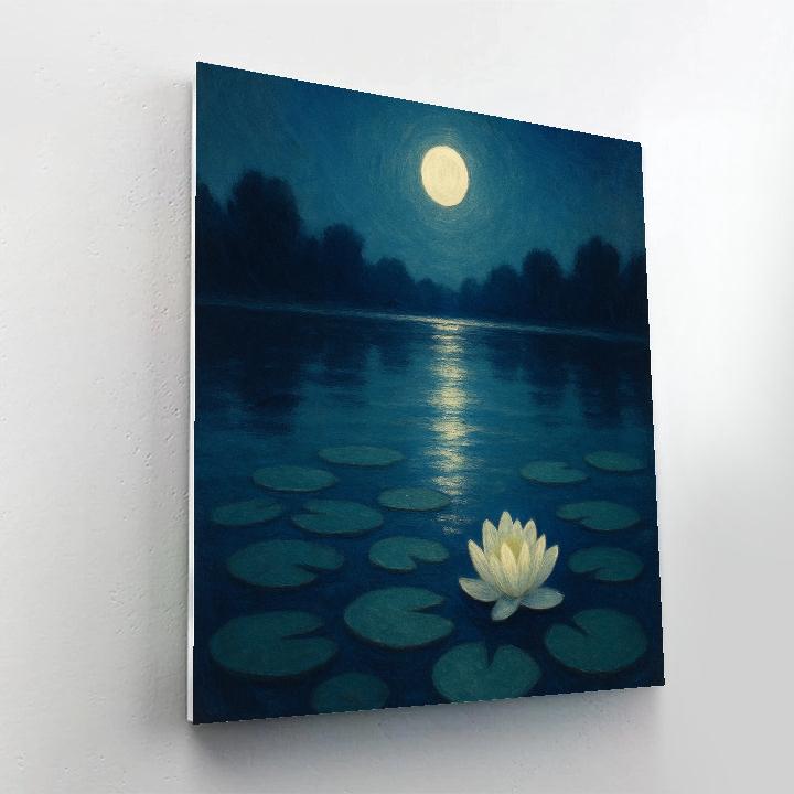Moonlit Lily Pad Drift painting number kit