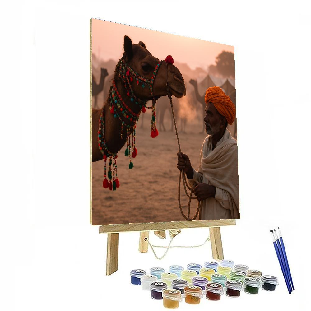 Pushkar Camel Fair Traders At Dawn Rajasthan paint by number