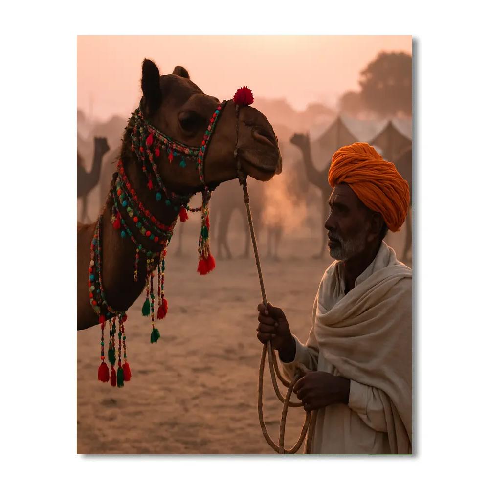 Pushkar Camel Fair Traders At Dawn Rajasthan paint by number