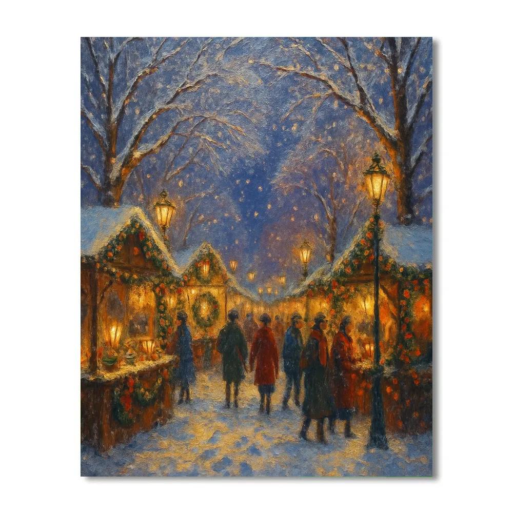 Holiday Market Under A Crystal Snow Canopy paint by numbers