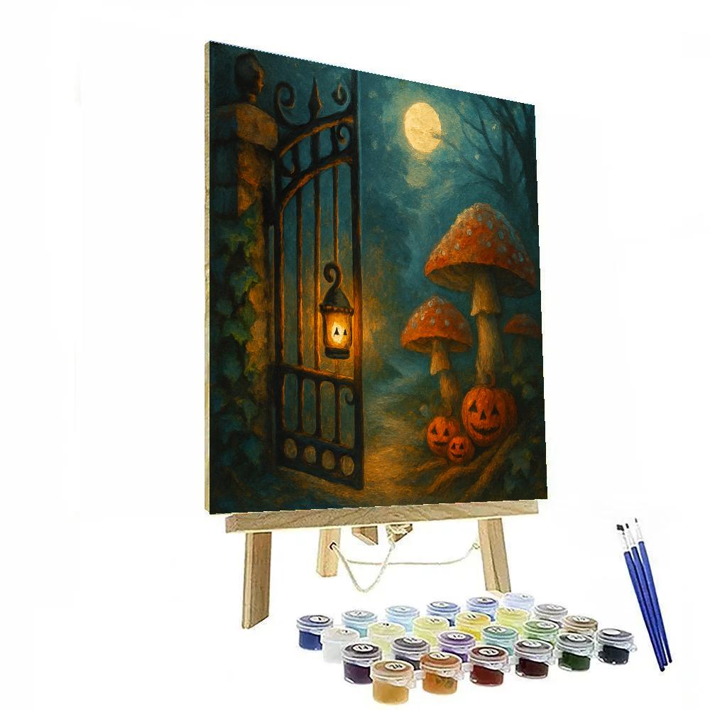 Mushroom Garden At The Haunted Gate Paint by numbers art