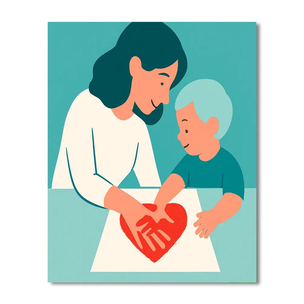 Mother And Child Matching Handprint Art Wall DIY paint by numbers