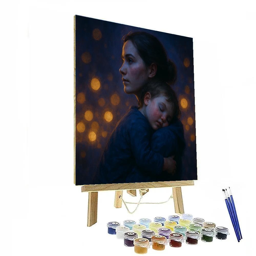 Mother Carrying Sleepy Child After Festival Lights Paint by numbers kits