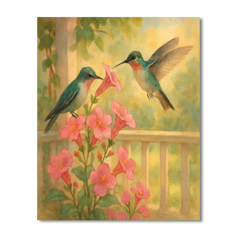 Wildflower Hummingbirds At The Porch Bloom Corner painting number kit