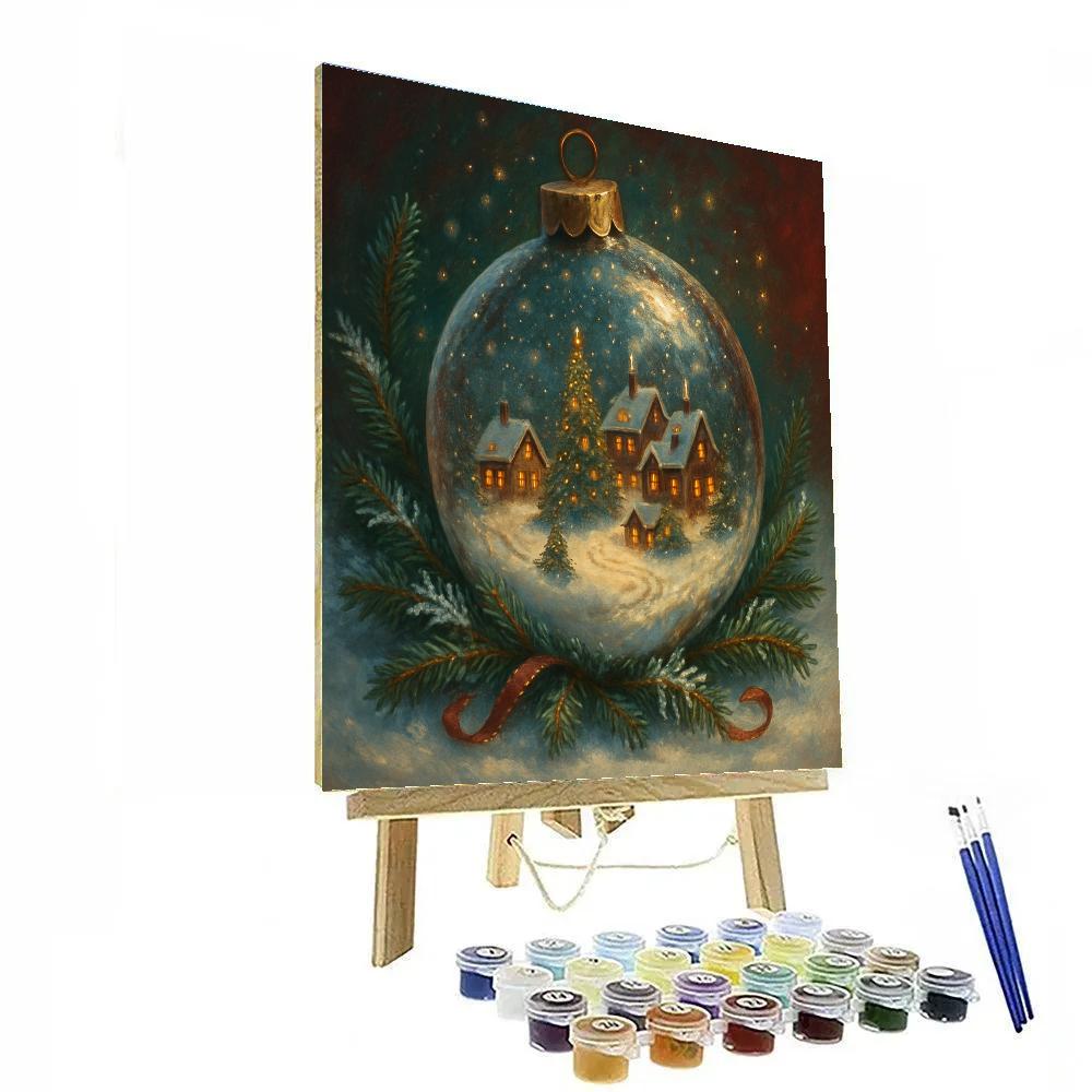 Snow Globe Village Inside A Giant Ornament Painting by numbers kit
