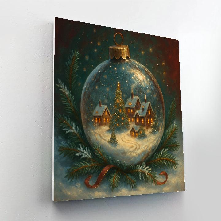 Snow Globe Village Inside A Giant Ornament Painting by numbers kit