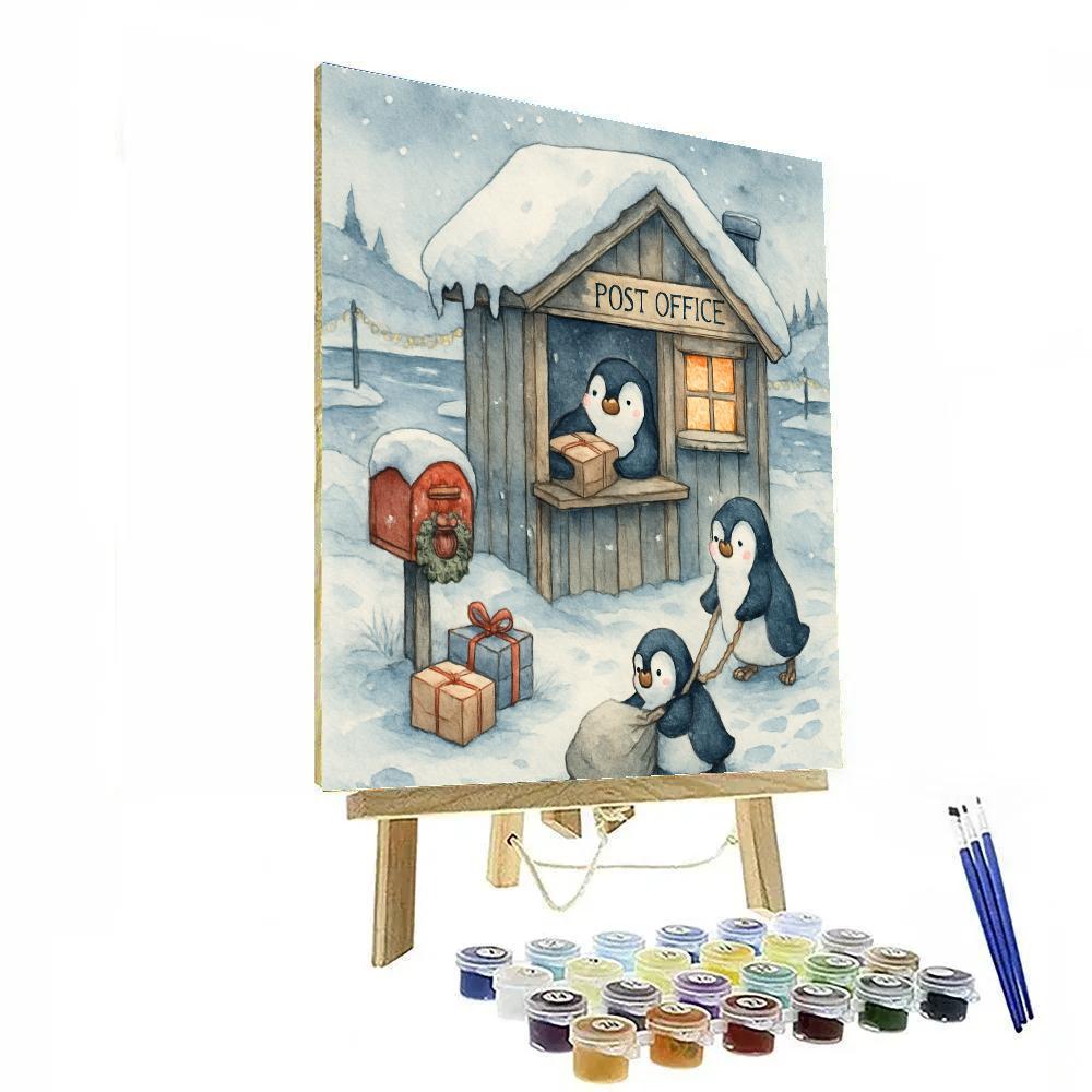 Penguin Post Office At The Edge Of The Ice Bay Paint by numbers kits