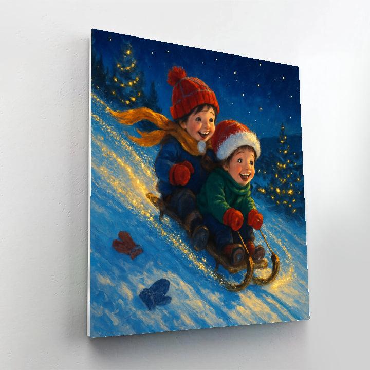 Sledding Comet Children On The Hill Of Lights Painting by numbers kit