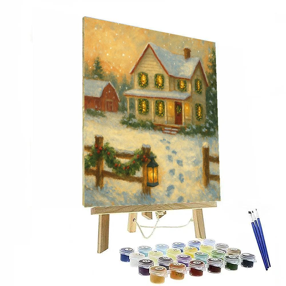 Festive Farmhouse With Wreaths On Every Window Painting by numbers kit