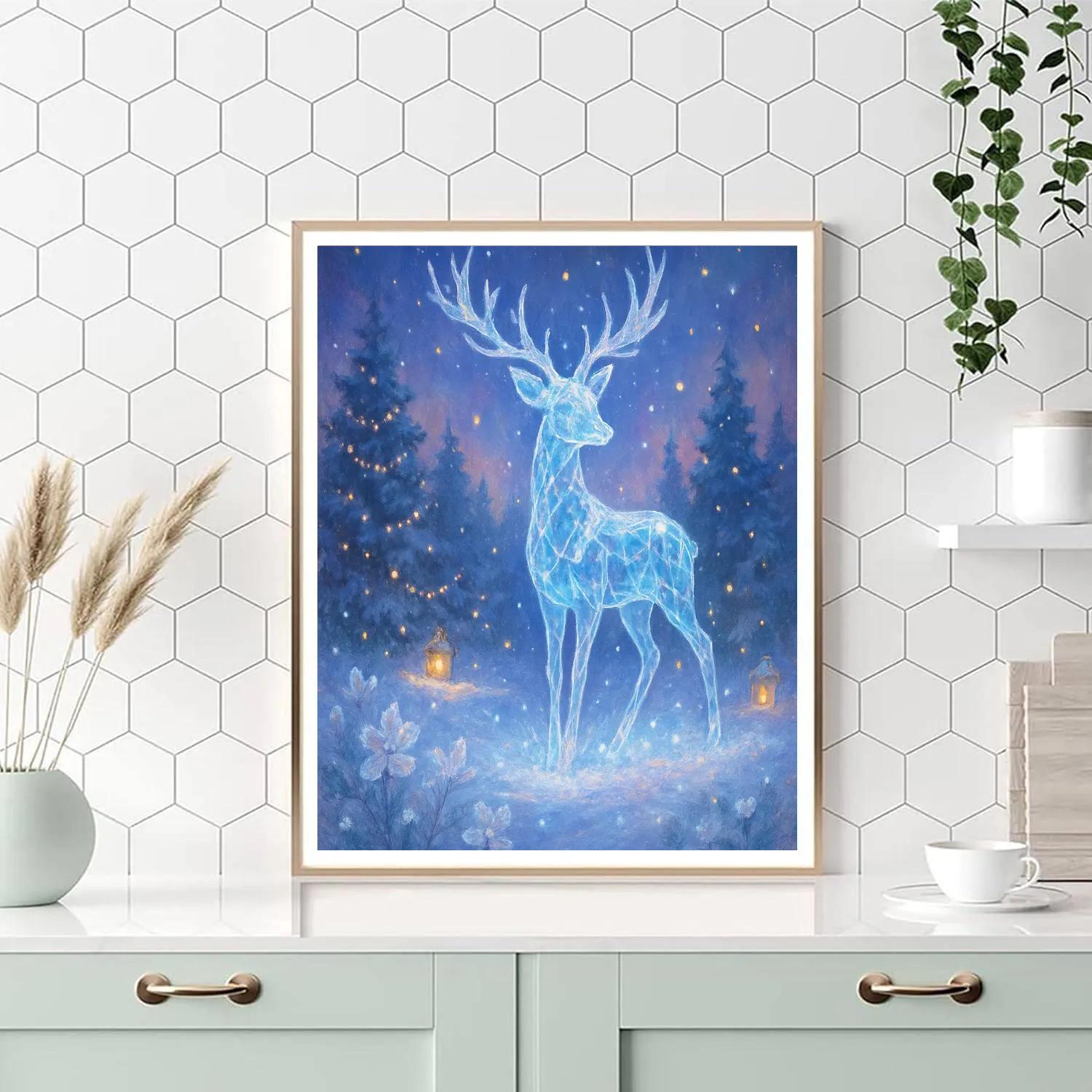 Ice Crystal Deer In A Twilight Meadow DIY paint by numbers
