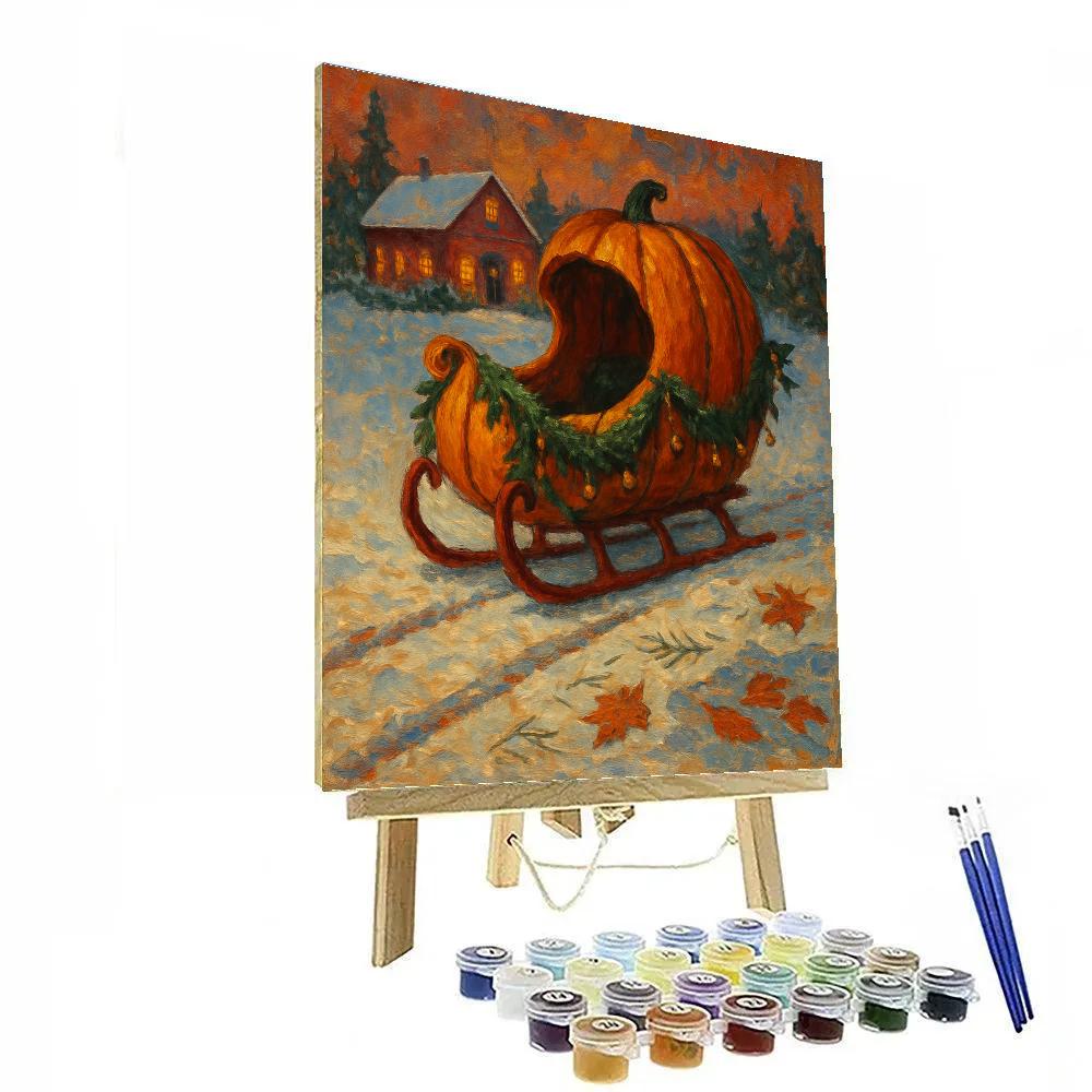 Carved Pumpkin Sleigh In A Snowy Harvest Christmas Blend DIY paint by numbers
