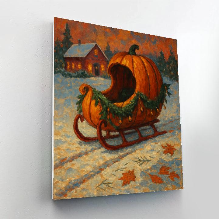 Carved Pumpkin Sleigh In A Snowy Harvest Christmas Blend DIY paint by numbers