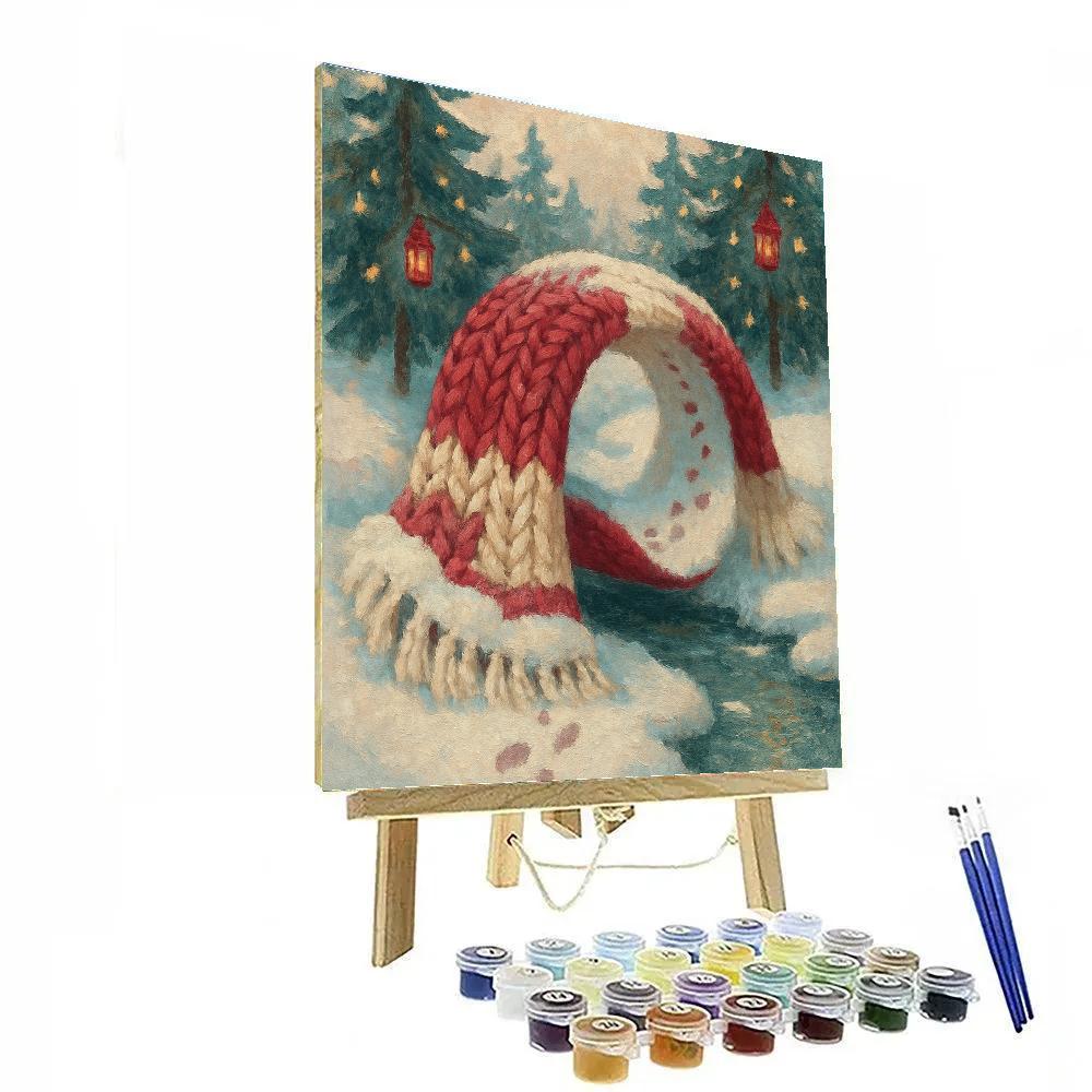 Wool Scarf Bridge Over A Snowy Brook Painting by numbers kit