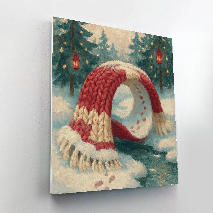 Wool Scarf Bridge Over A Snowy Brook Painting by numbers kit