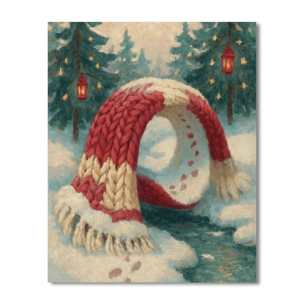 Wool Scarf Bridge Over A Snowy Brook Painting by numbers kit