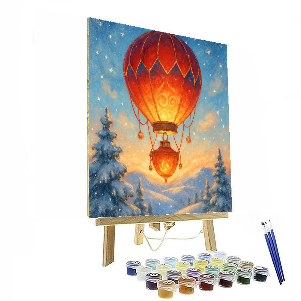 Holiday Balloon Ride With Ornament Basket Paint by numbers kits