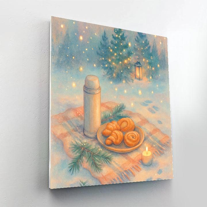 Winter Night Picnic With Fireflies Of Light Numbered painting kits
