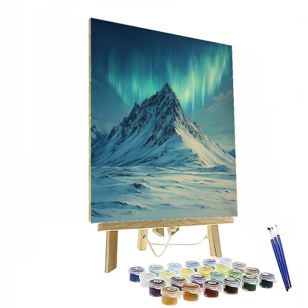 Michelangelo Inspired Aurora Over Silent Mountains painting number kit