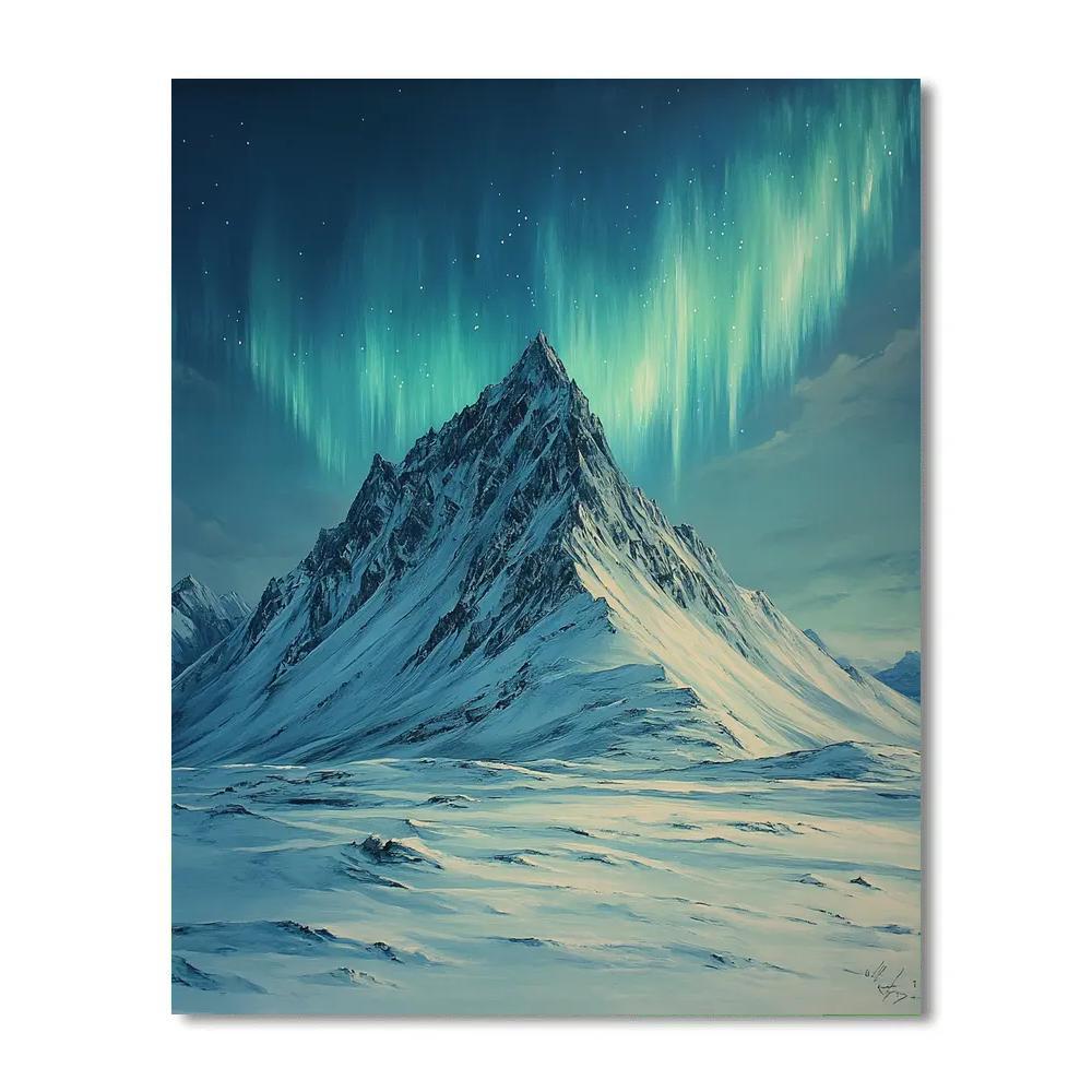 Michelangelo Inspired Aurora Over Silent Mountains painting number kit
