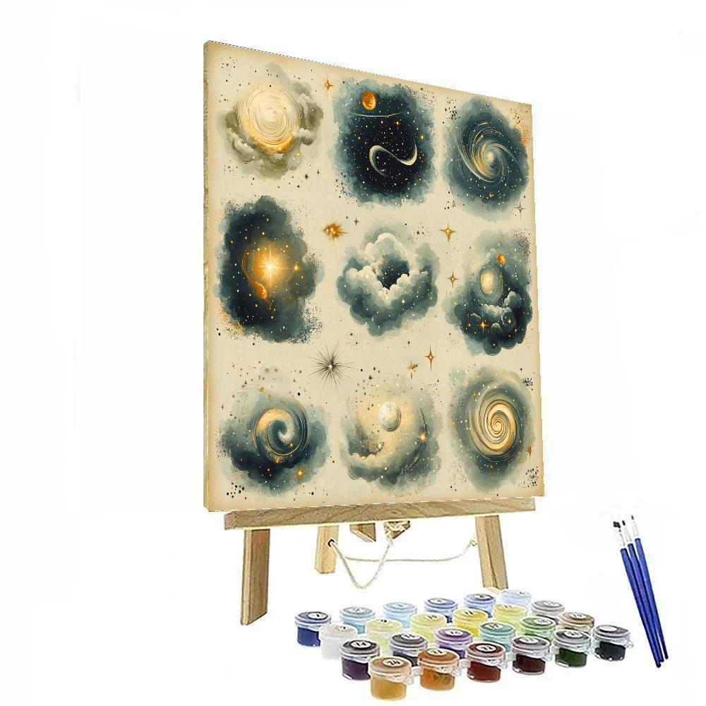 Leonardo Da Vinci Inspired Nebula Herbarium Paint by numbers art