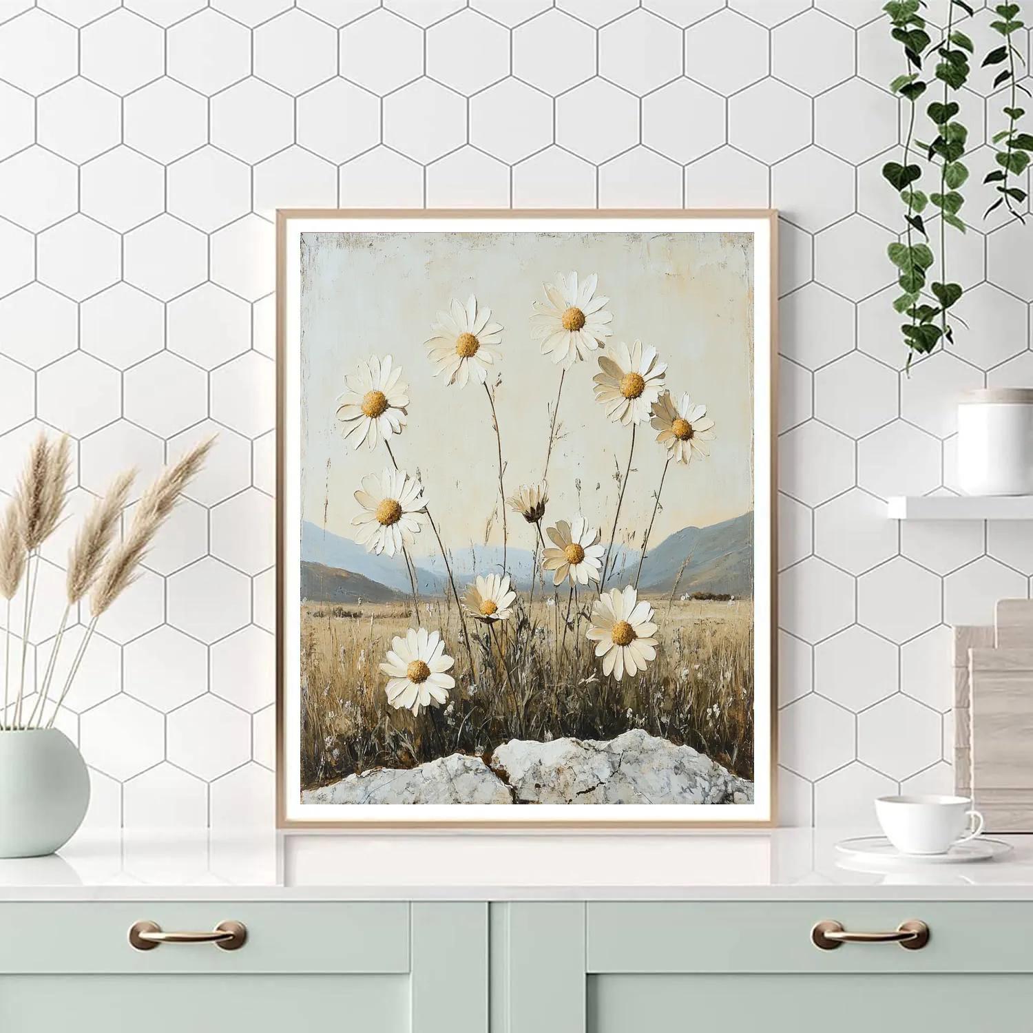 Michelangelo Inspired Fossil Garden Of Daisies painting number kit