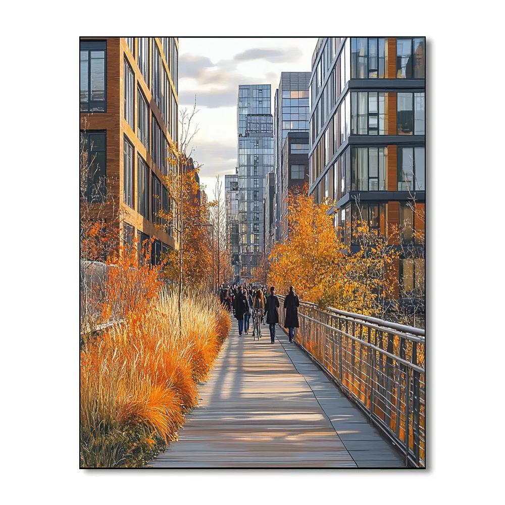 High Line Autumn Walkway New York City United States Painting by numbers kit