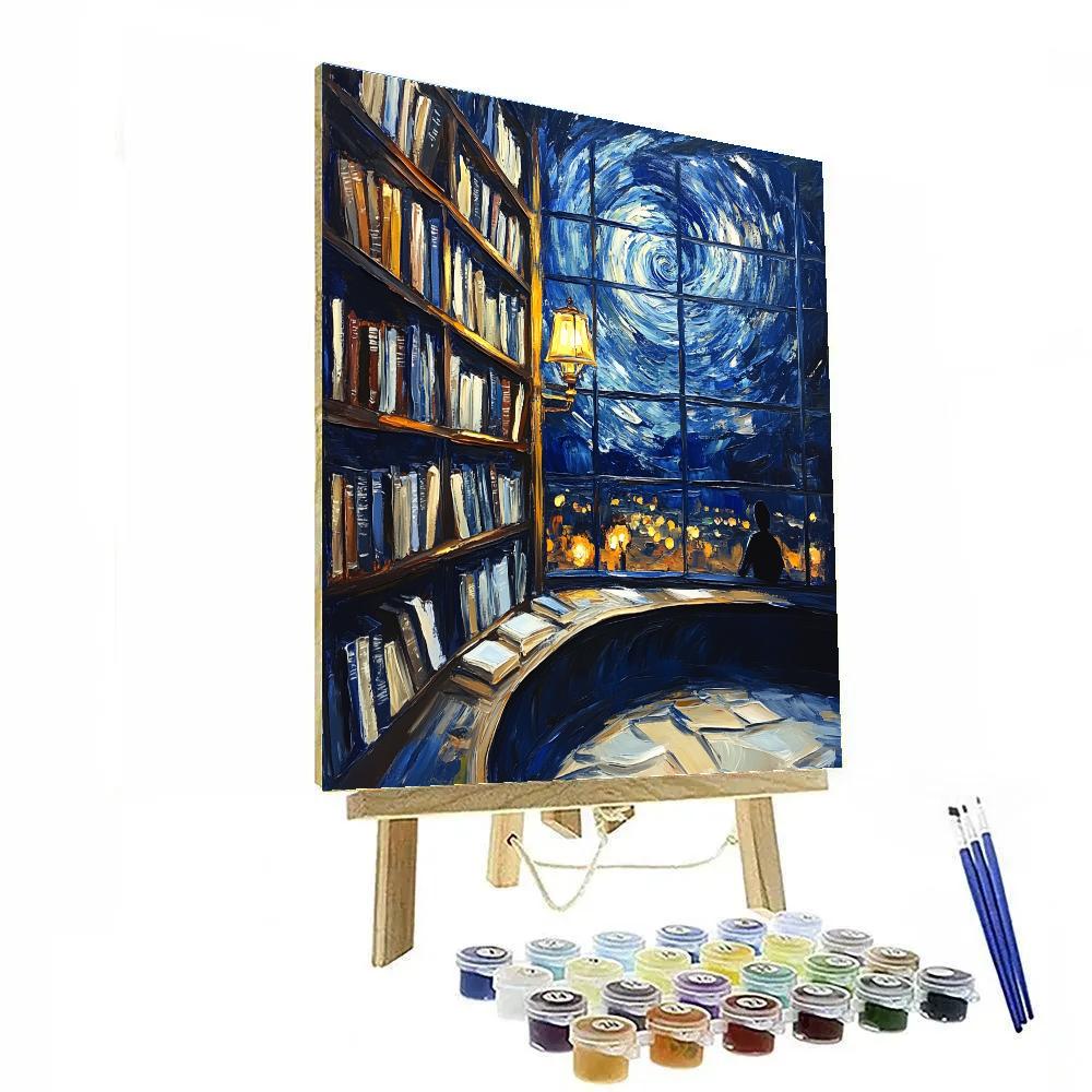 Van Gogh Inspired Starry Library Night Paint by numbers kits