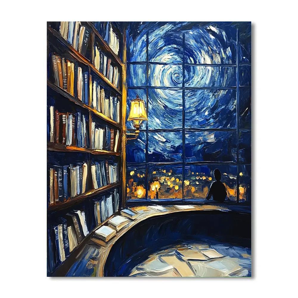 Van Gogh Inspired Starry Library Night Paint by numbers kits