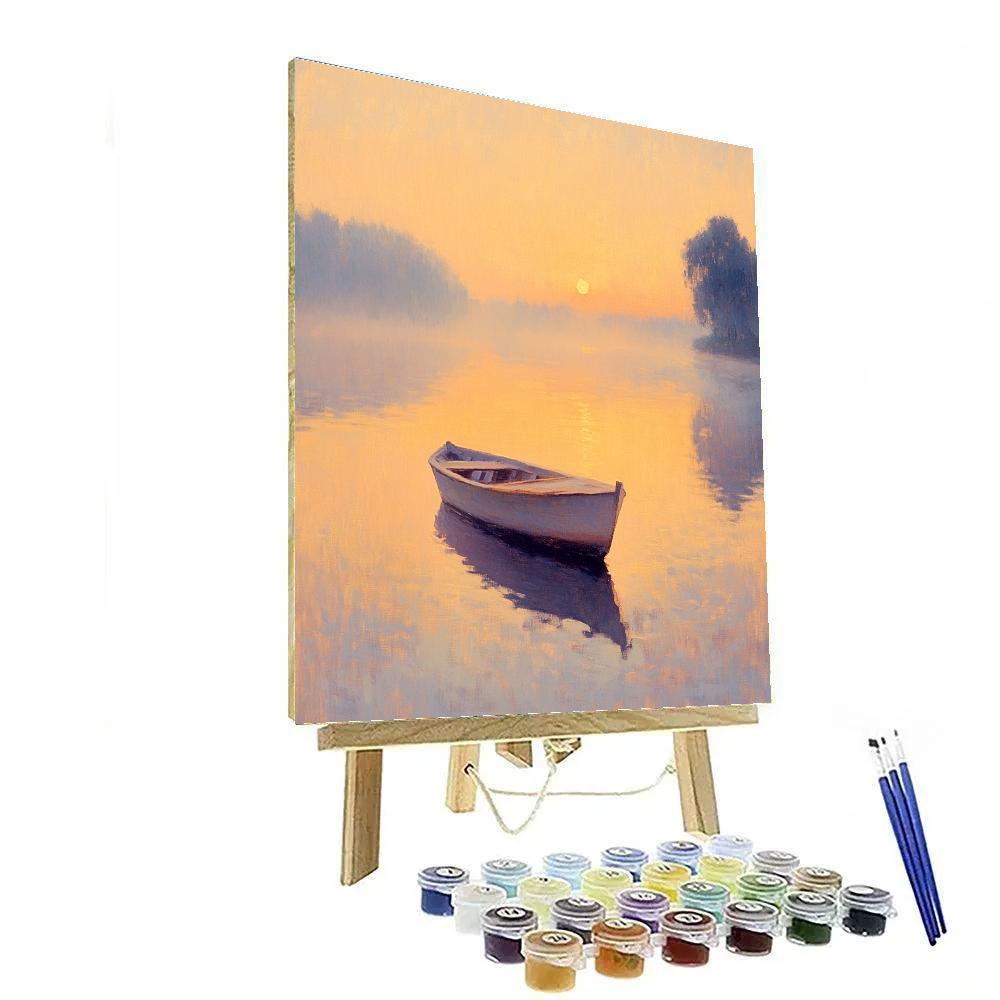 Claude Monet Inspired Sunrise River Mist paint by numbers