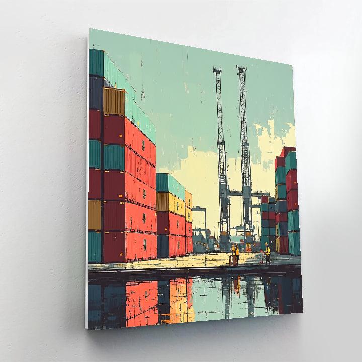 Painted Containers And Cranes At Zeebrugge Port Bruges Belgium Painting by numbers kit