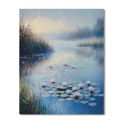 Claude Monet Inspired Opaline Waterlily Dawn Haze paint by number