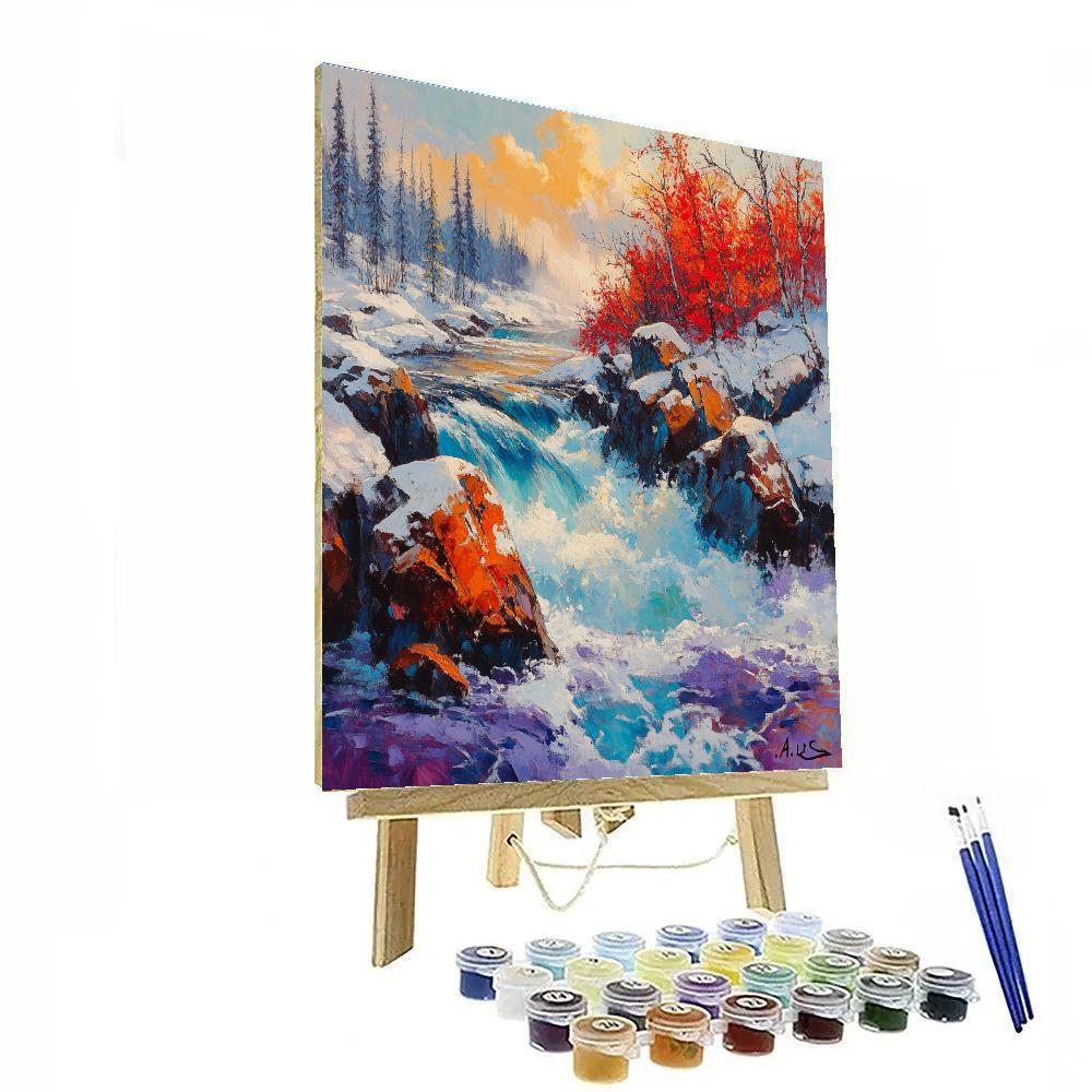 A.Y. Jackson Inspired Spring Breakup Rapids And Maple Fireline paint by color