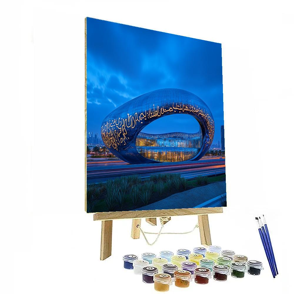 Mirrored Museum Of The Future At Blue Hour Dubai United Arab Emirates Paint by numbers kits