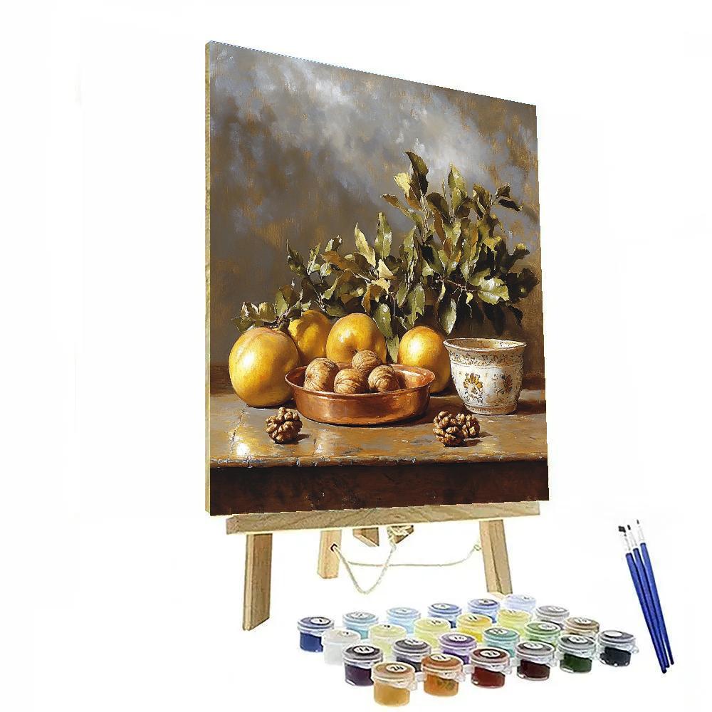 Diego Velázquez Inspired Market Still Life Of Quinces And Copper Cookware In Misty Light Paint by numbers kits
