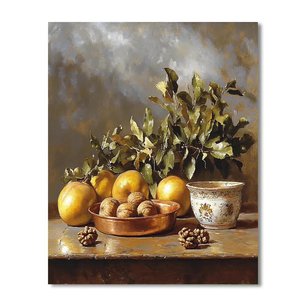 Diego Velázquez Inspired Market Still Life Of Quinces And Copper Cookware In Misty Light Paint by numbers kits
