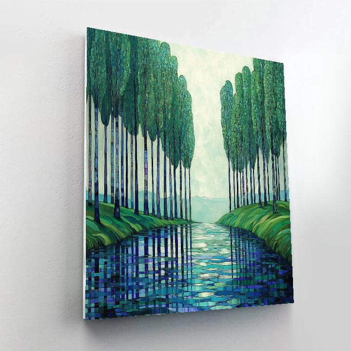 Claude Monet Inspired Poplar Row In Silver Windlight Paint by numbers kits