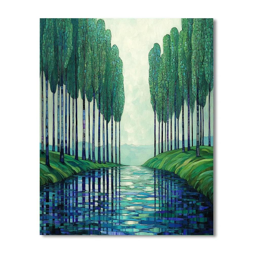Claude Monet Inspired Poplar Row In Silver Windlight Paint by numbers kits