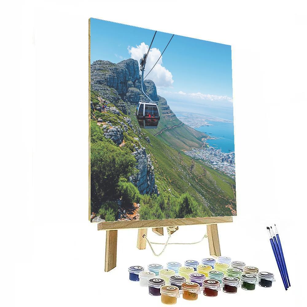 Clifftop Cable Car Over Table Mountain Cape Town South Africa DIY paint by numbers