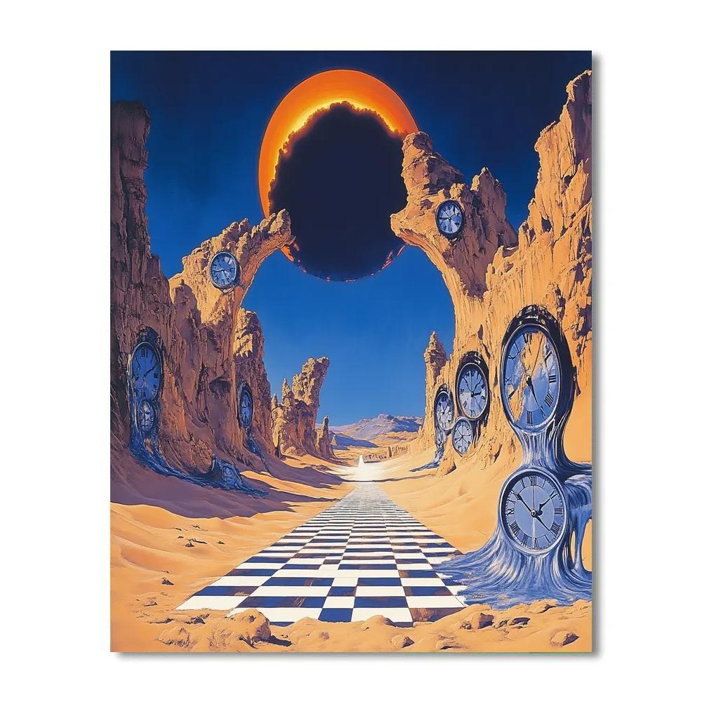 Salvador Dali Inspired Desert Clock Eclipse DIY paint by numbers