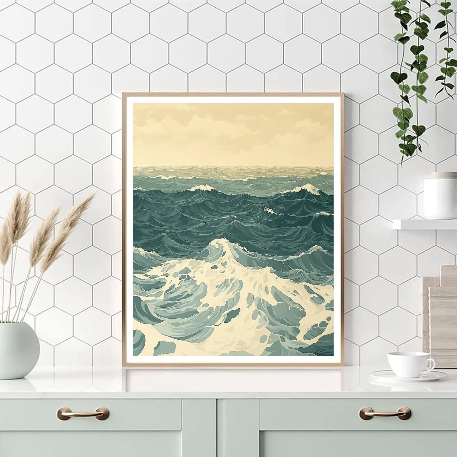 Leonardo Da Vinci Inspired Ocean Current Cartography Paint by numbers art