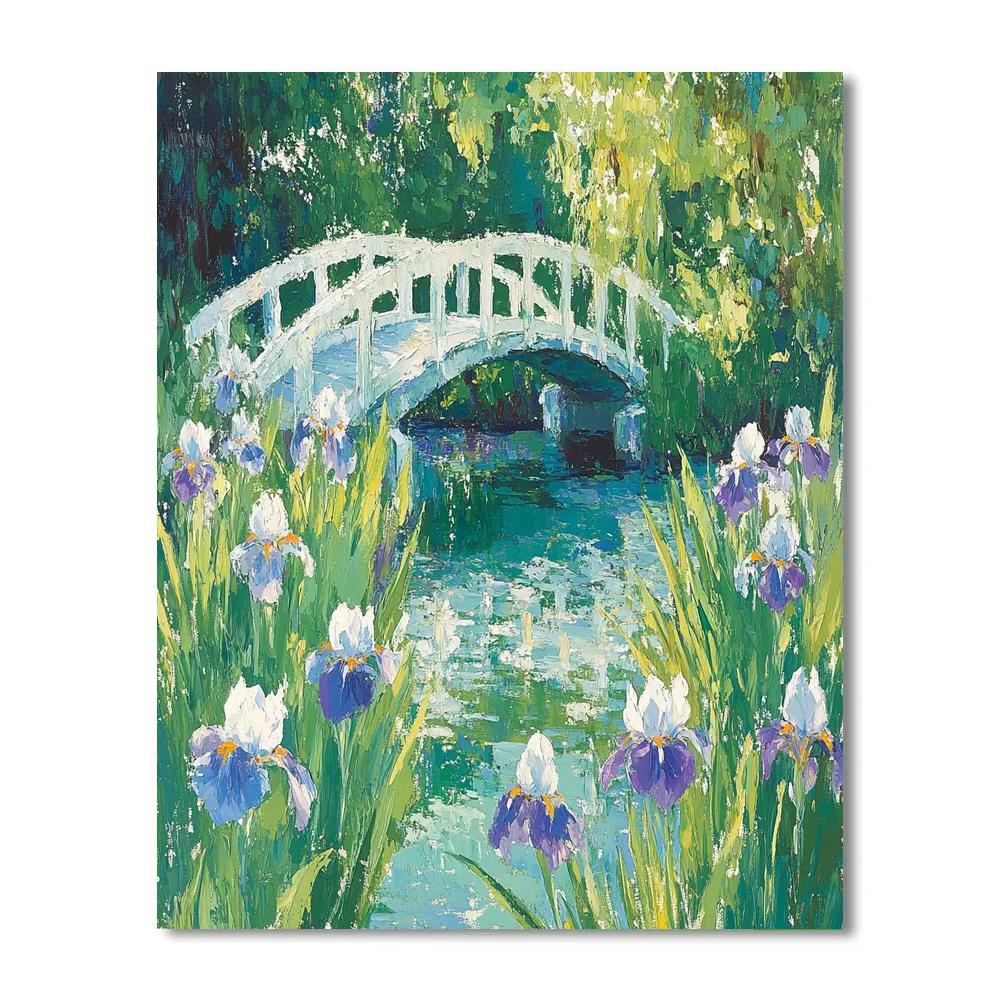 Claude Monet Inspired Japanese Bridge Through Iris Veil Numbered painting kits