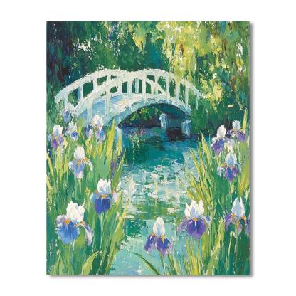 Claude Monet Inspired Japanese Bridge Through Iris Veil Numbered painting kits